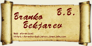 Branko Bekjarev vizit kartica